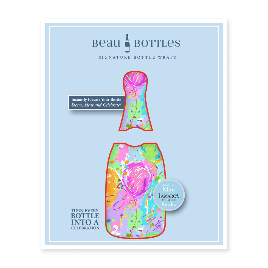 Happy Birthday Balloons Mini Bottle Wrap Set on Mini La Marca Prosecco