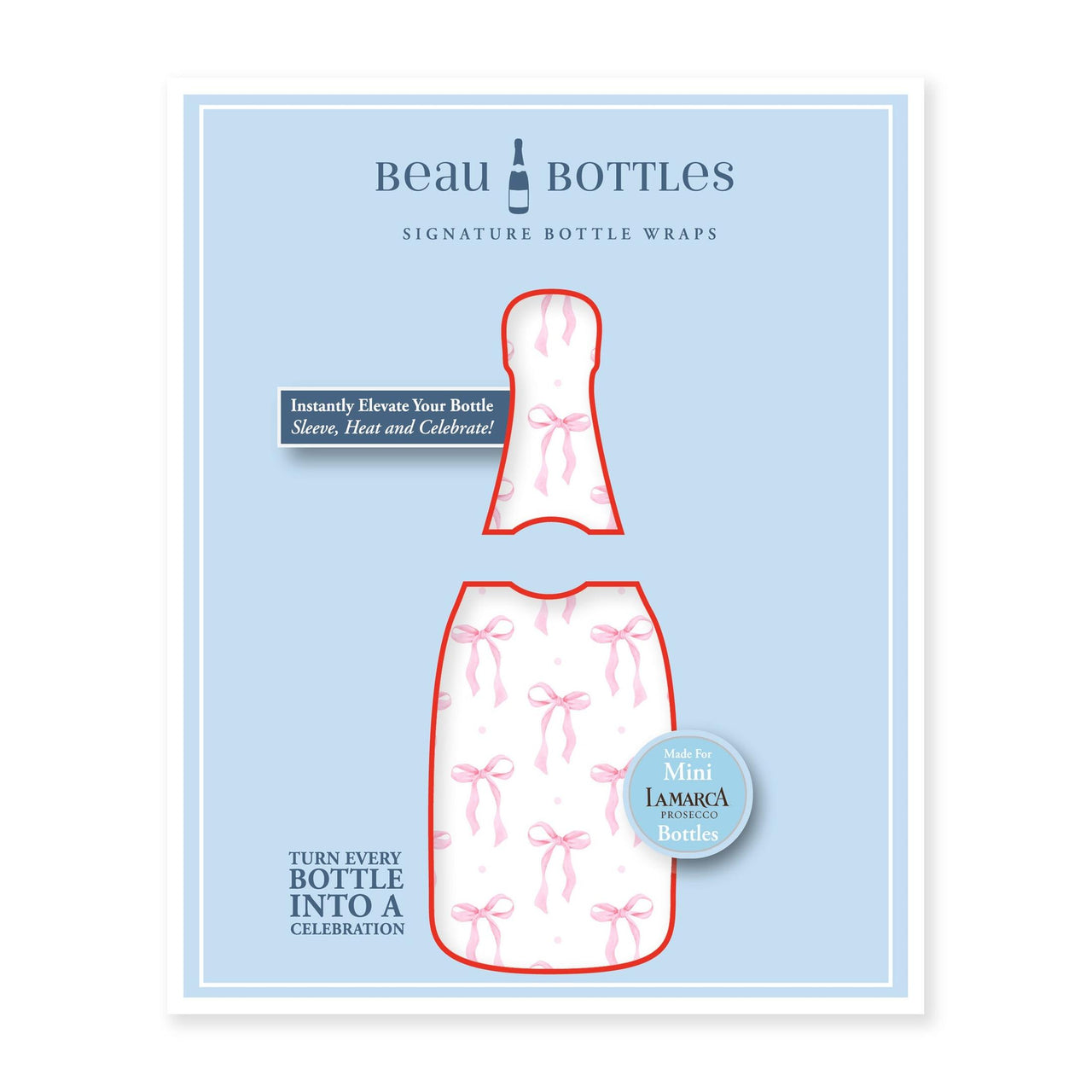 Pink Bows Mini Bottle Wrap Set on Mini La Marca Prosecco