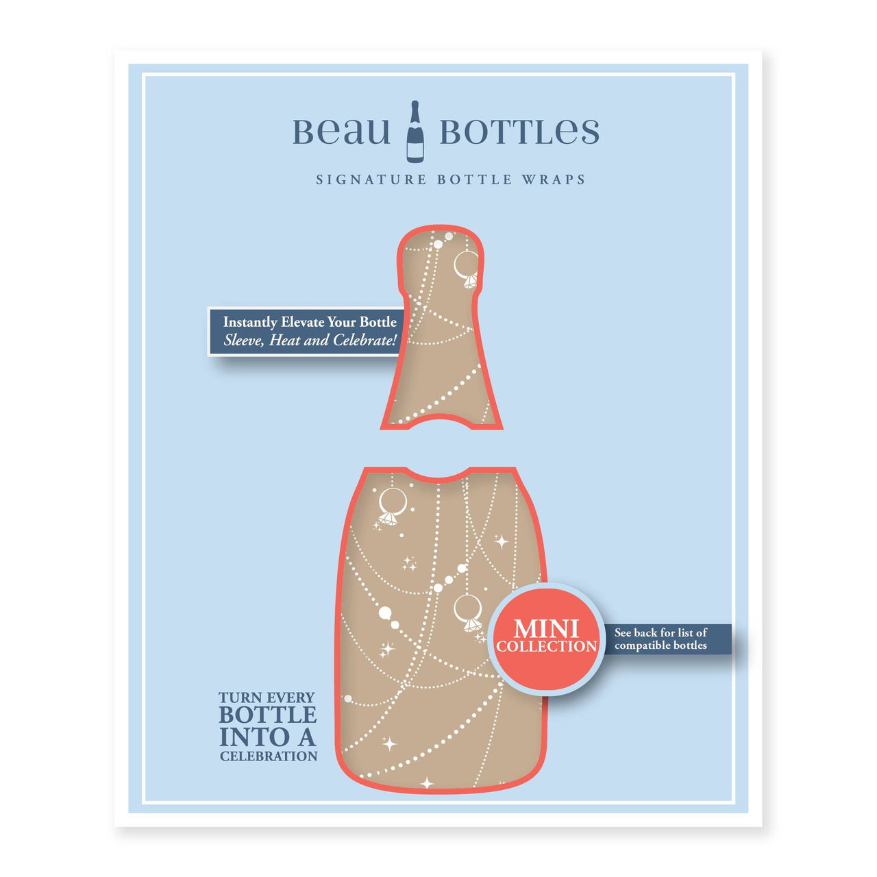 Taupe Pearls and Prosecco Mini Bottle Wrap Set on Mini La Marca Prosecco
