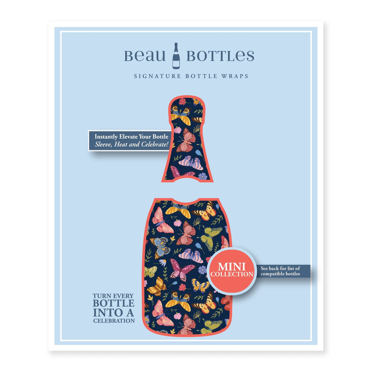 Midnight Butterfly Garden Mini Bottle Wrap Set on Mini La Marca Prosecco