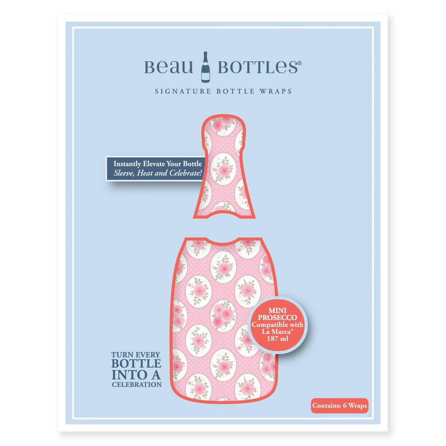 Beau Bottles Pink Chateau Dots- MINI Prosecco Collection - Set of 6 (Wraps Only)