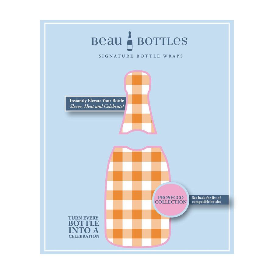 Orange and White Gingham Bottle Wrap on La Marca Prosecco