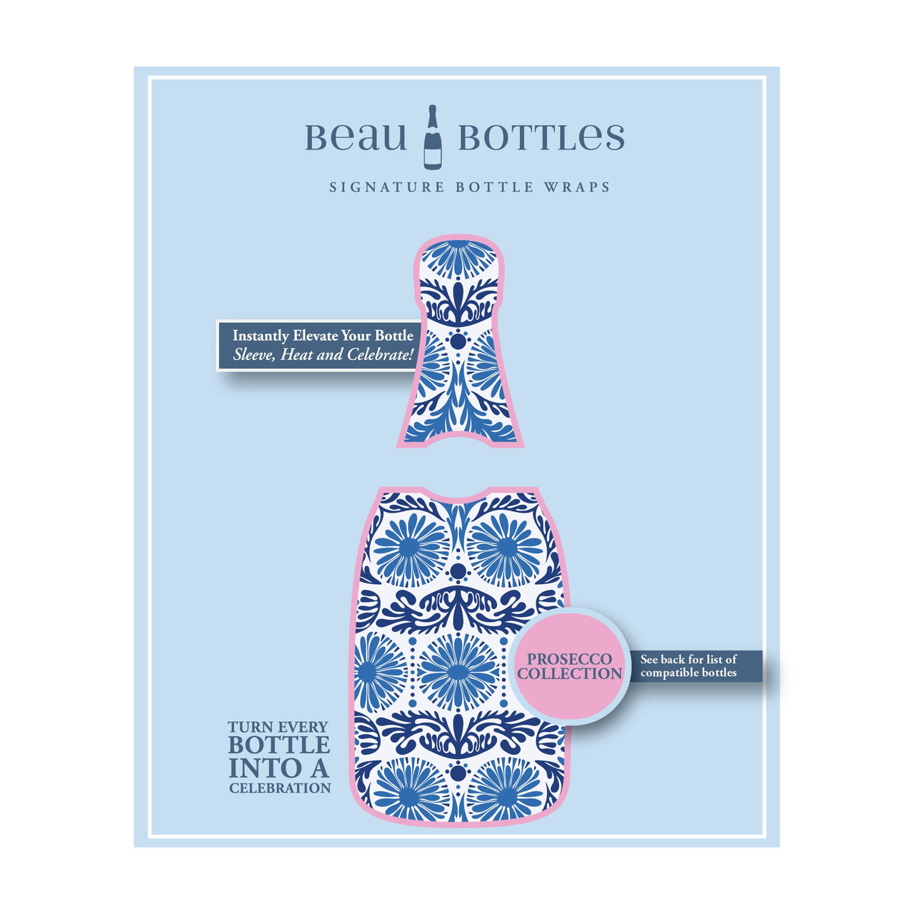 Sheridan French Collection - Navy Jardin Bottle Wrap on La Marca Prosecco