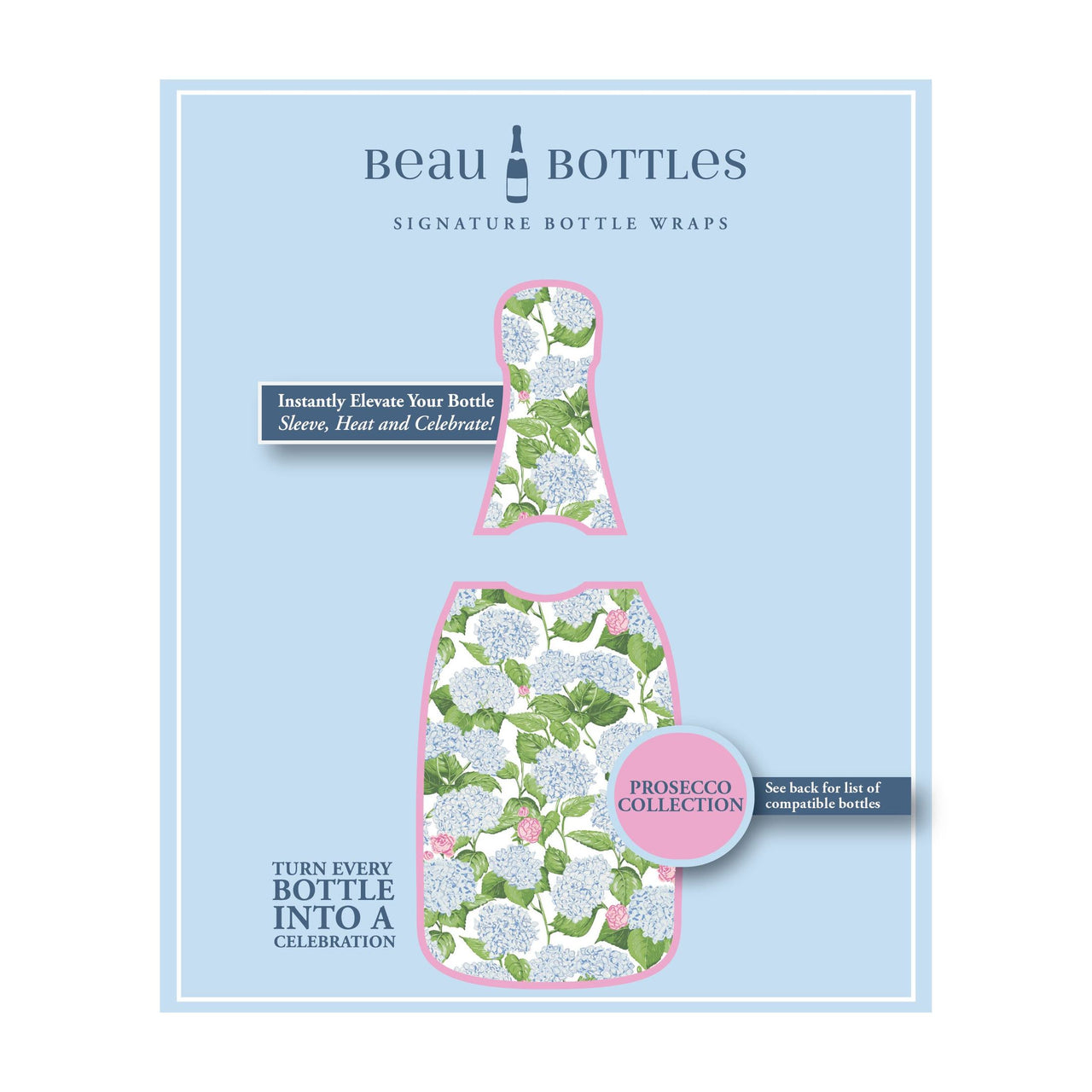 Sheridan French Collection - Classic Hydrangea Bottle Wrap on La Marca Prosecco