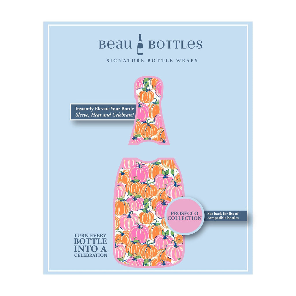Pink and Orange Pumpkins Bottle Wrap on La Marca Prosecco