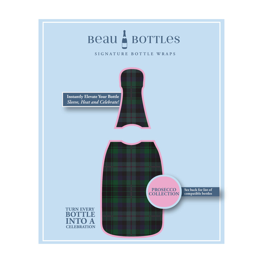 Beau Bottles Blue and Green Christmas Tartan - Prosecco Collection