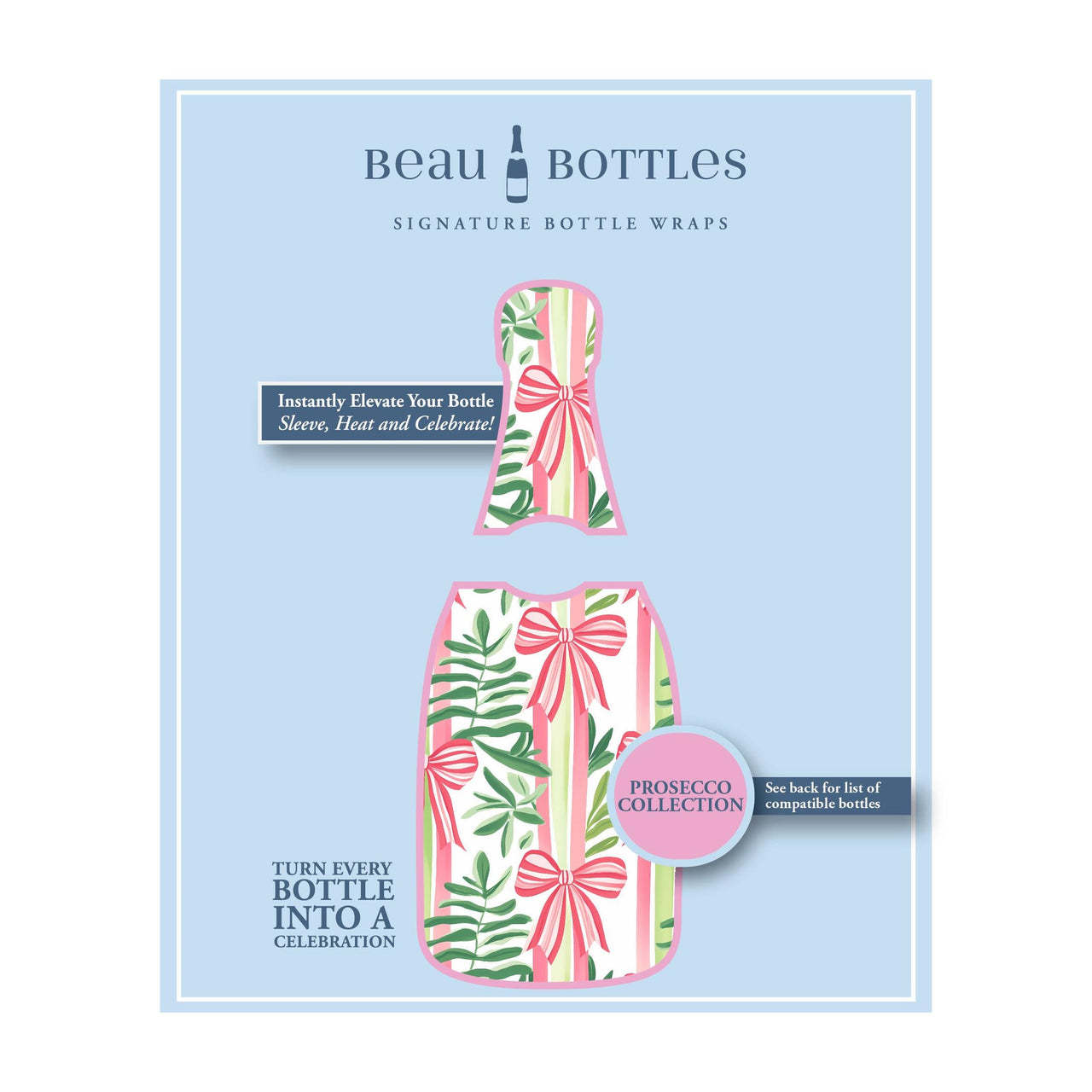 Bows of Joy Bottle Wrap on La Marca Prosecco