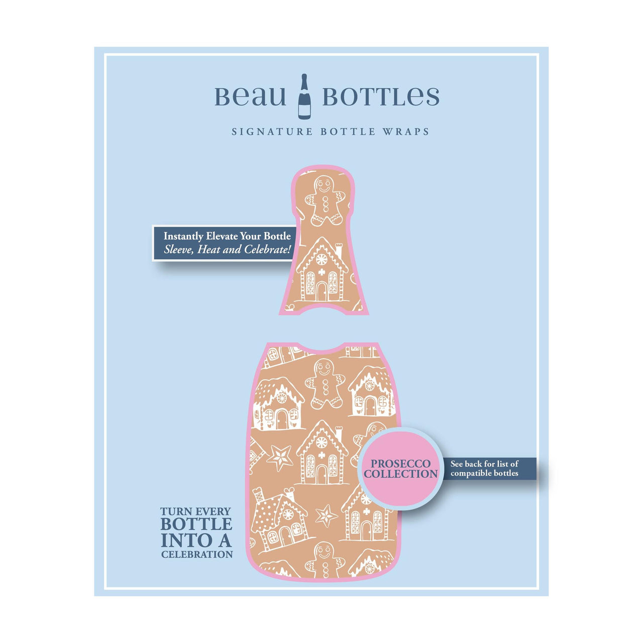 Gingerbread Village Bottle Wrap on La Marca Prosecco