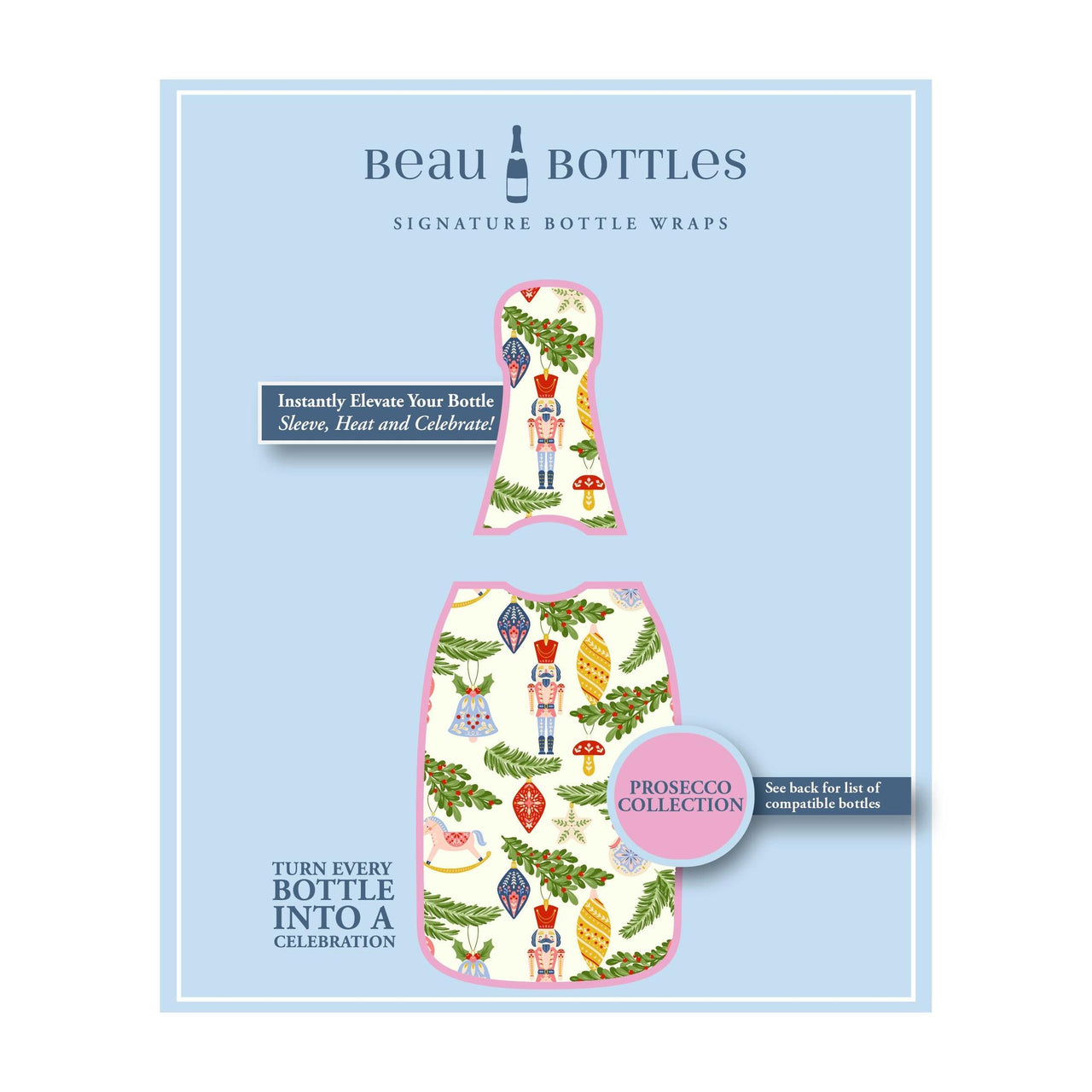 Merry Little Ornaments Bottle Wrap on La Marca Prosecco