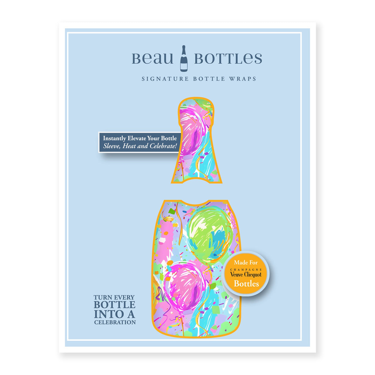 Happy Birthday Balloons Bottle Wrap on Champagne Bottle