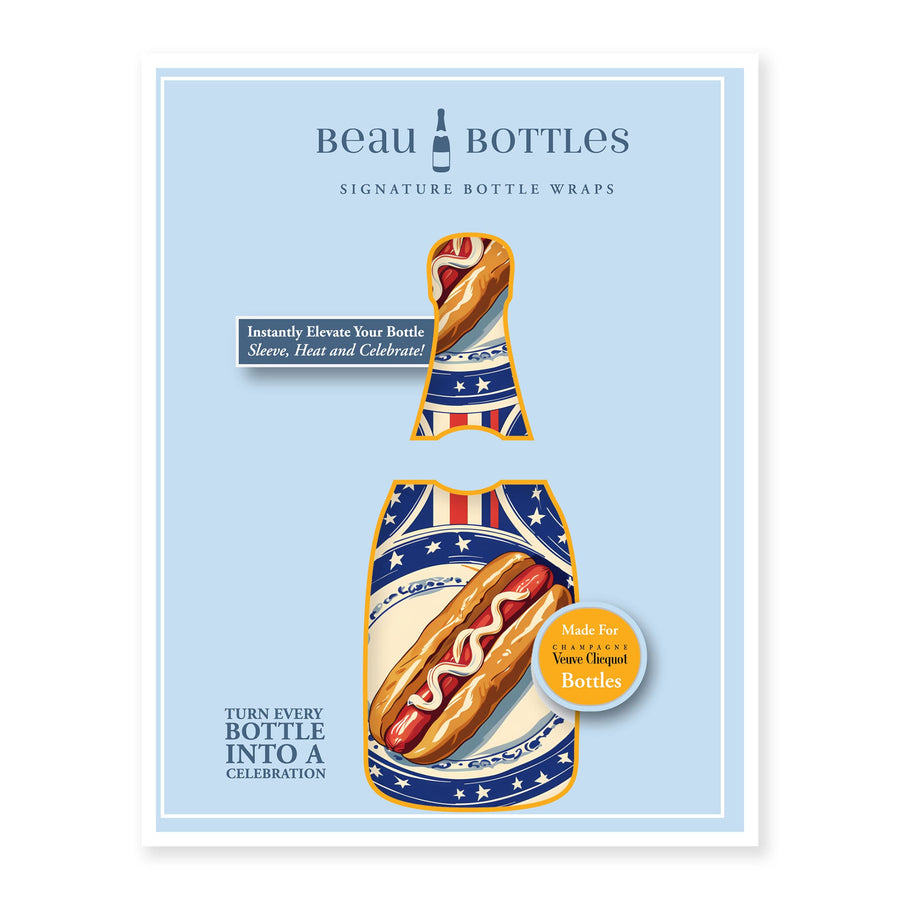 Summer Hot Dog Bottle Wrap on Champagne Bottle