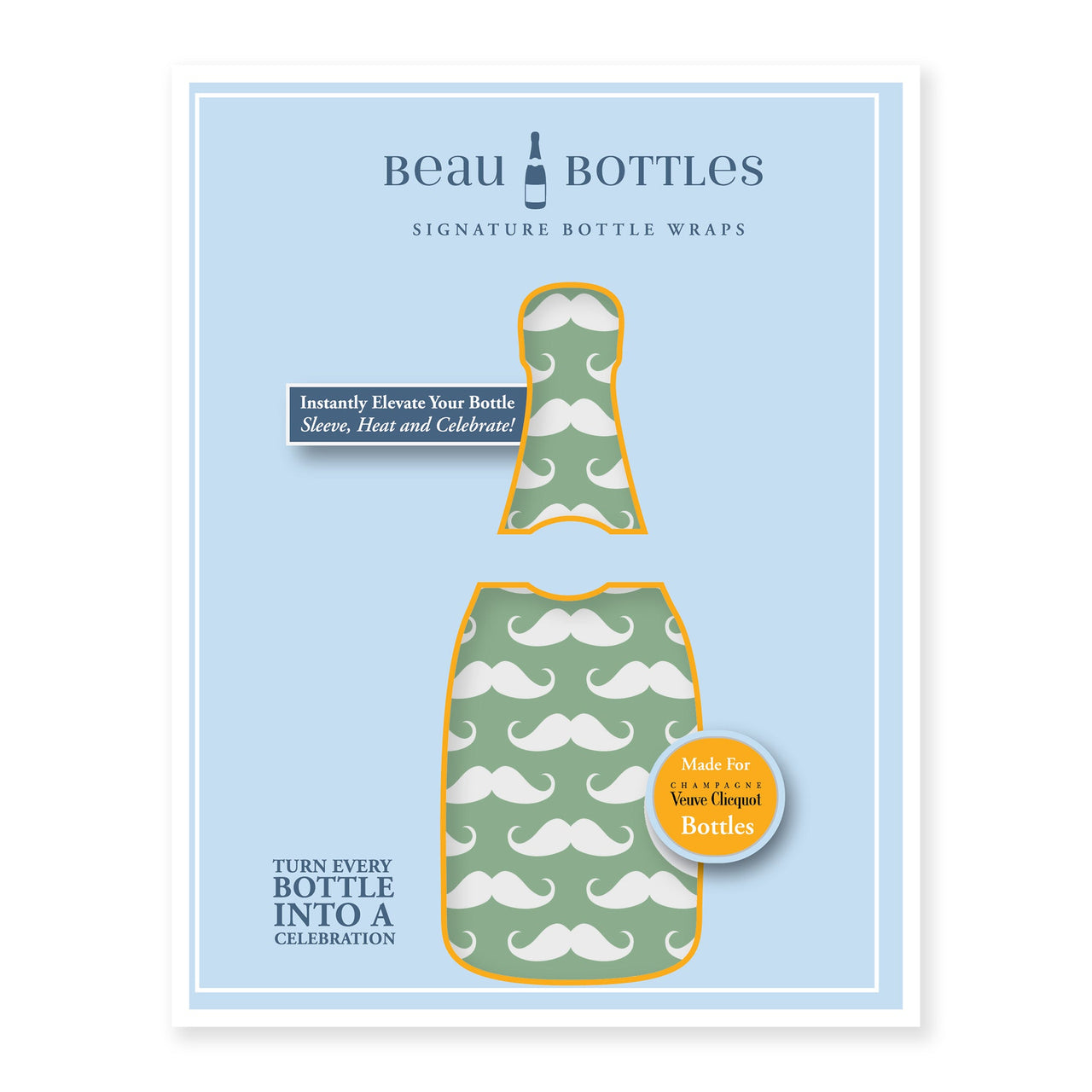 Mustaches Bottle Wrap on Champagne Bottle