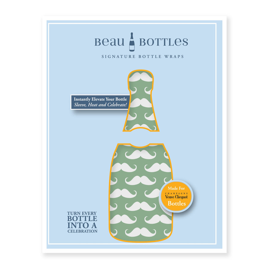 Mustaches Bottle Wrap on Champagne Bottle