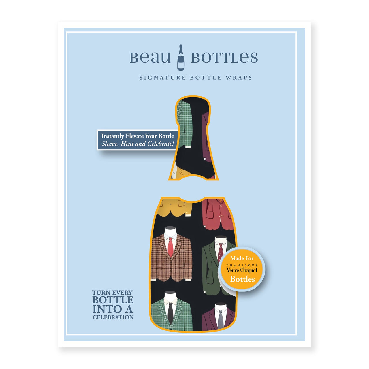 Suits Bottle Wrap on Champagne Bottle