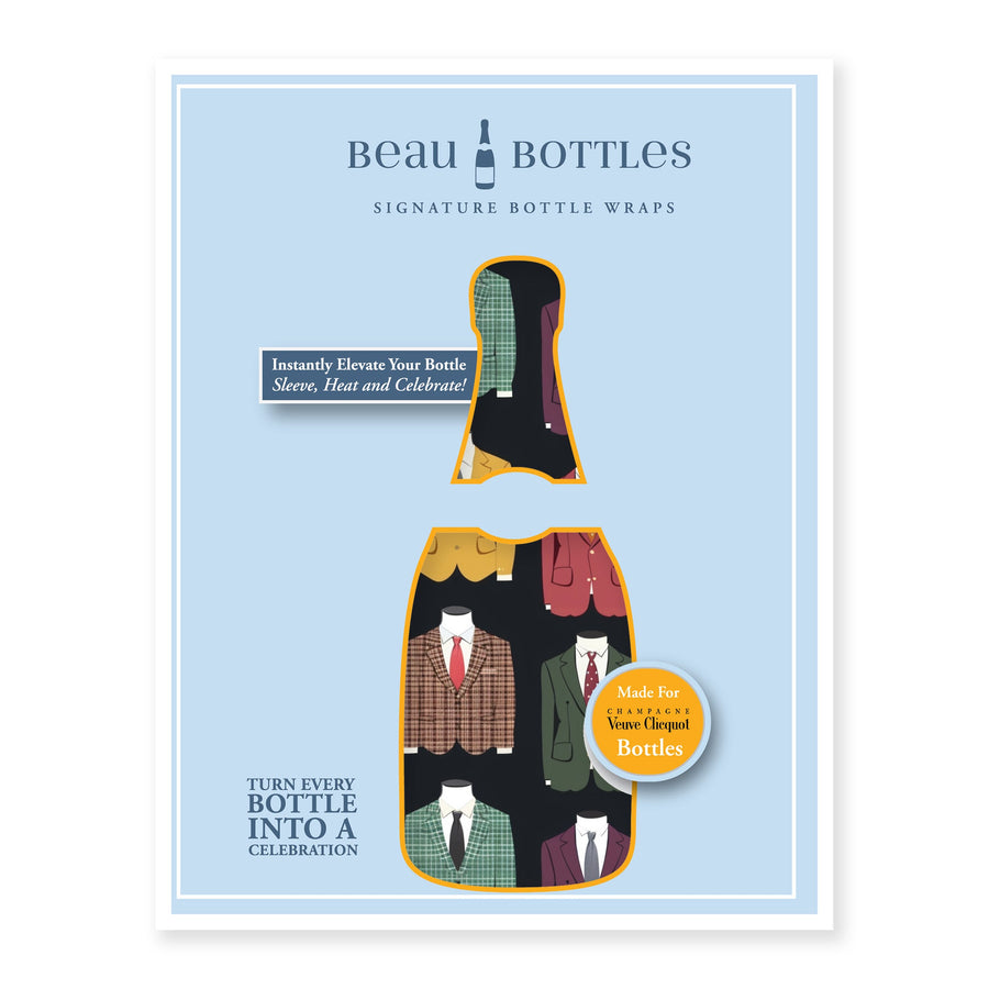 Suits Bottle Wrap on Champagne Bottle