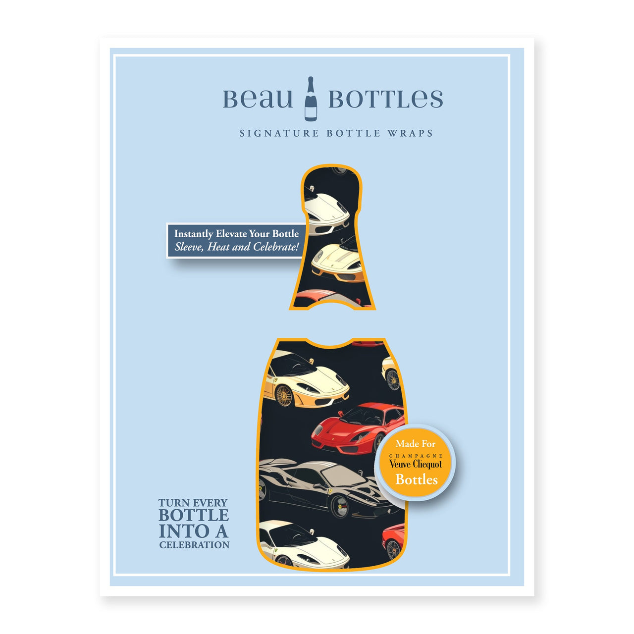 Vroom Vroom Bottle Wrap on Champagne Bottle