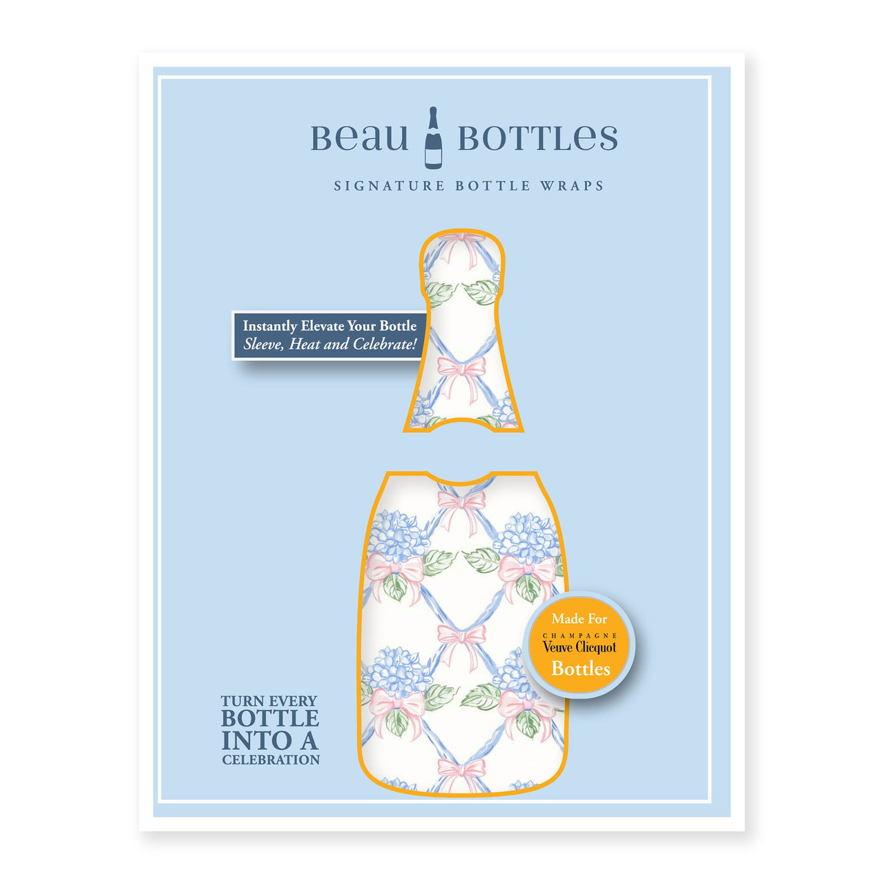 Hydrangea Lattice Bottle Wrap on Champagne Bottle