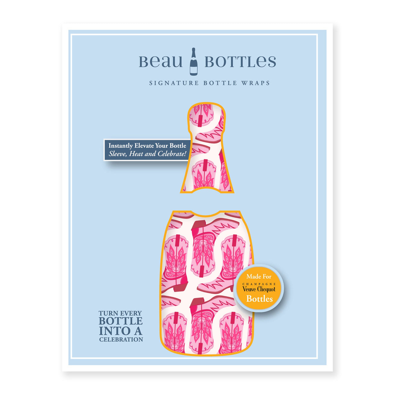 Cow Girl Bottle Wrap on Champagne Bottle