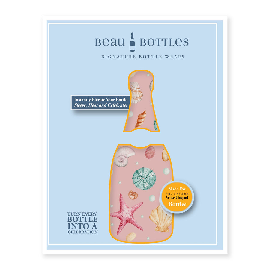 Pink Seashells Bottle Wrap on Champagne Bottle