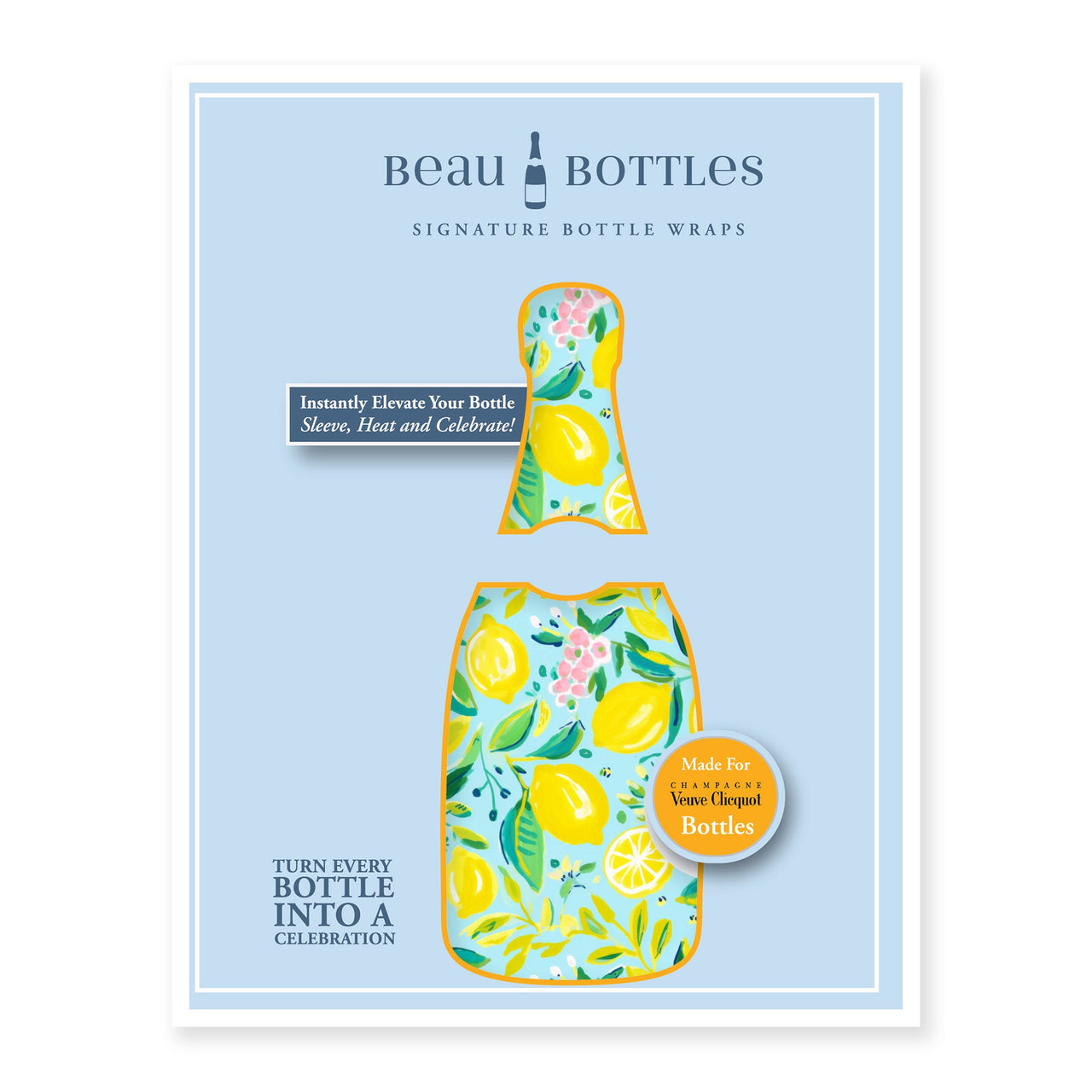 Preppy Lemons Bottle Wrap on Champagne Bottle