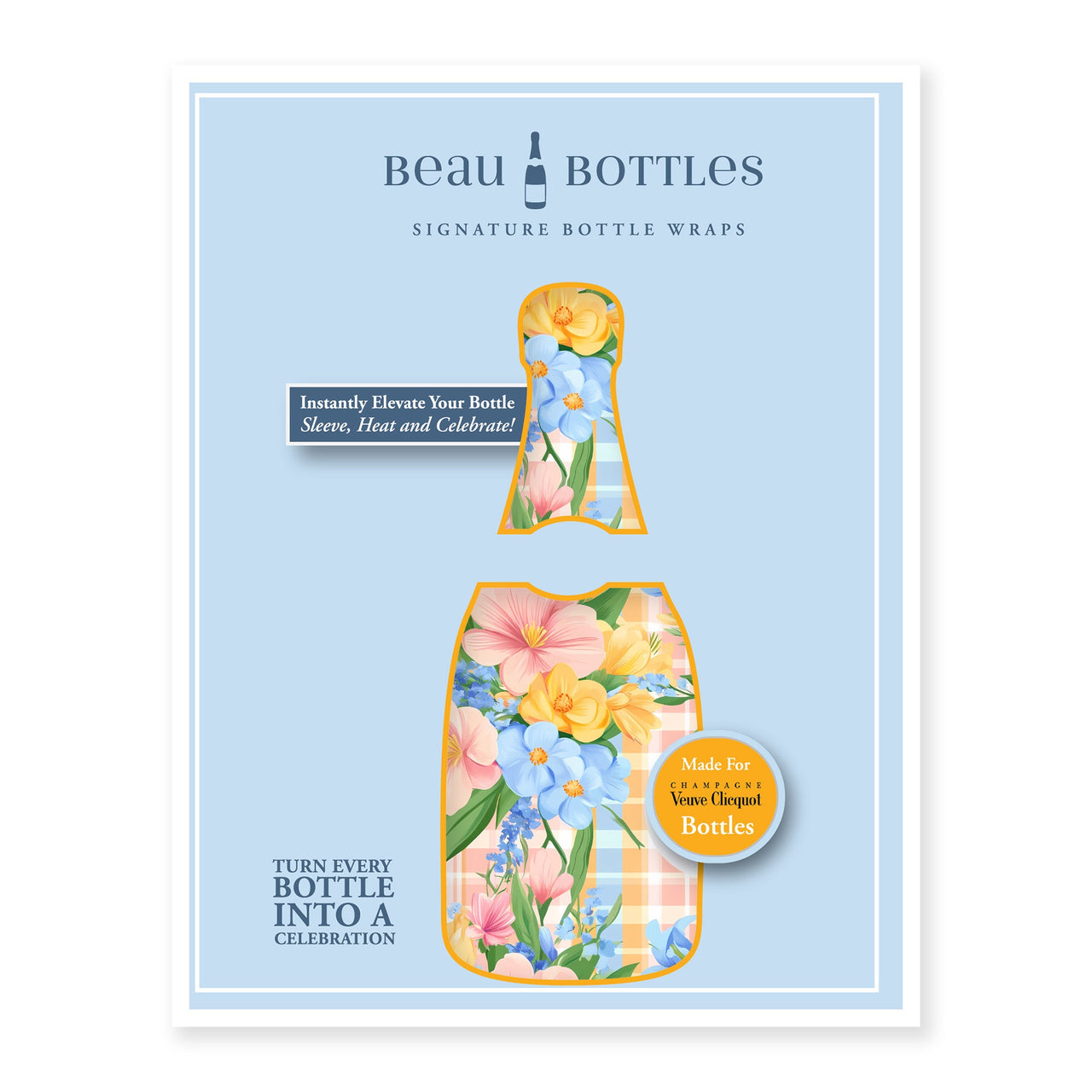 Preppy Springtime Serenity Bottle Wrap on Champagne Bottle