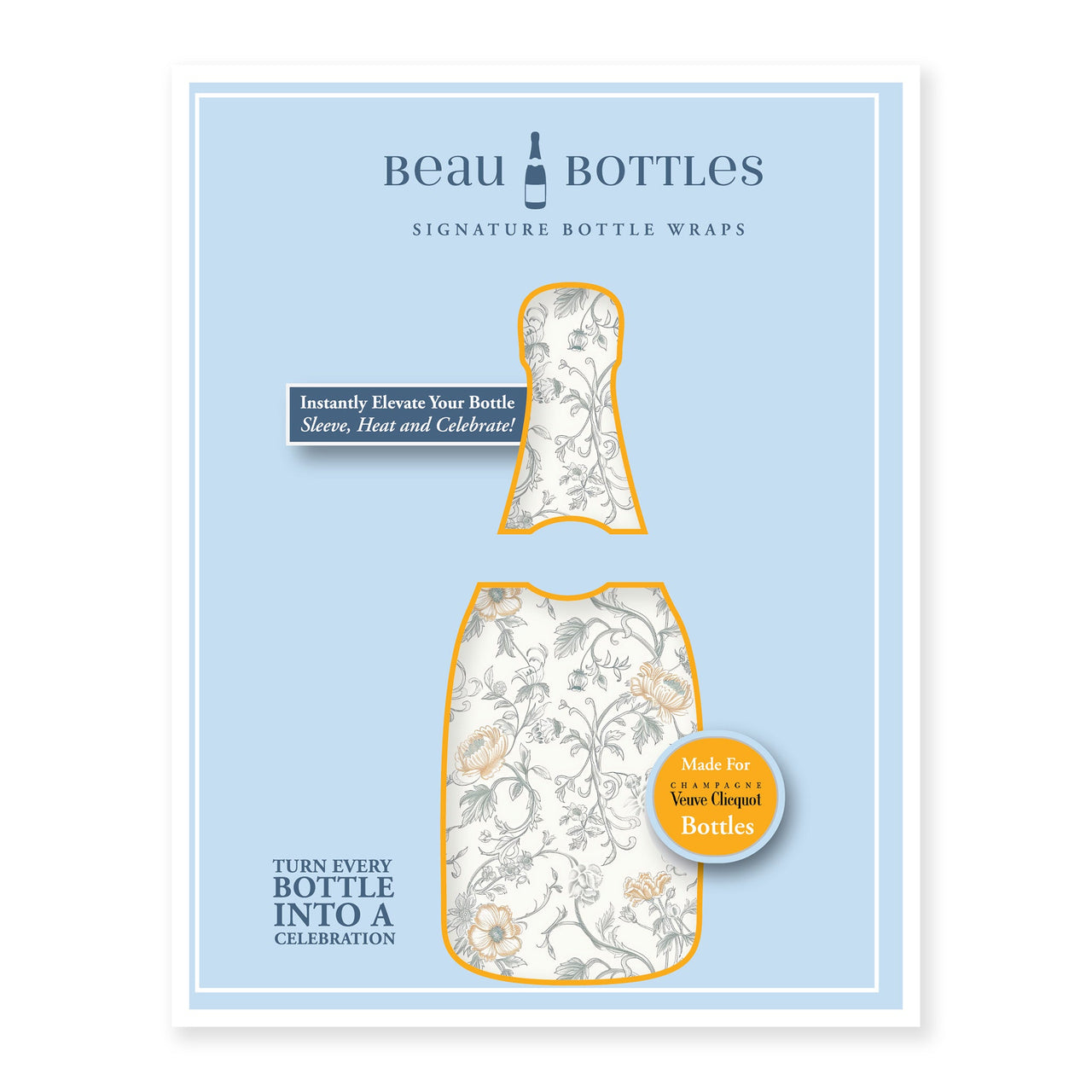 Floral Bridal Bliss Bottle Wrap on Champagne Bottle