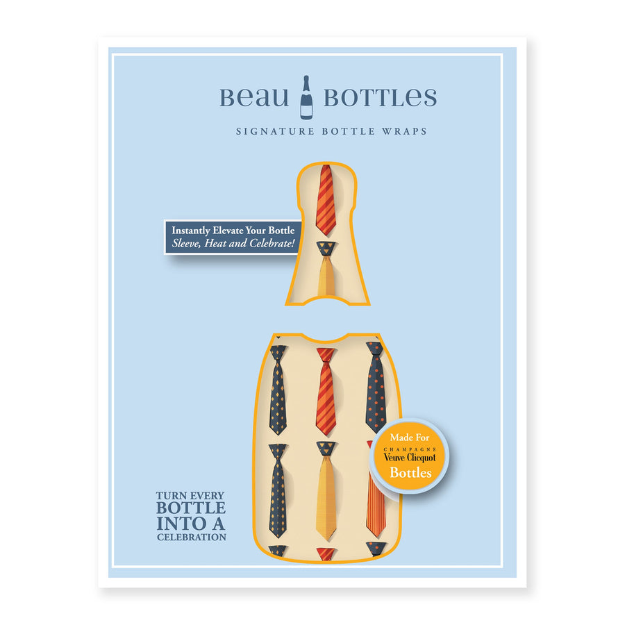 Large Ties Bottle Wrap on Champagne Bottle