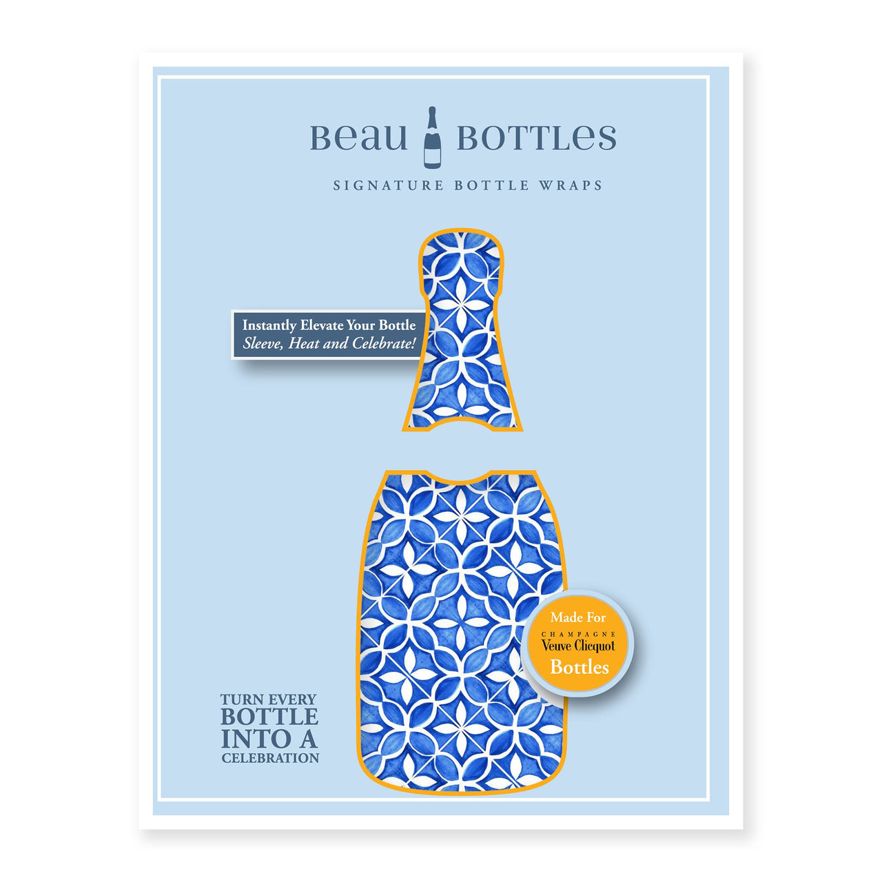 Andalusian Tile Bottle Wrap on Champagne Bottle