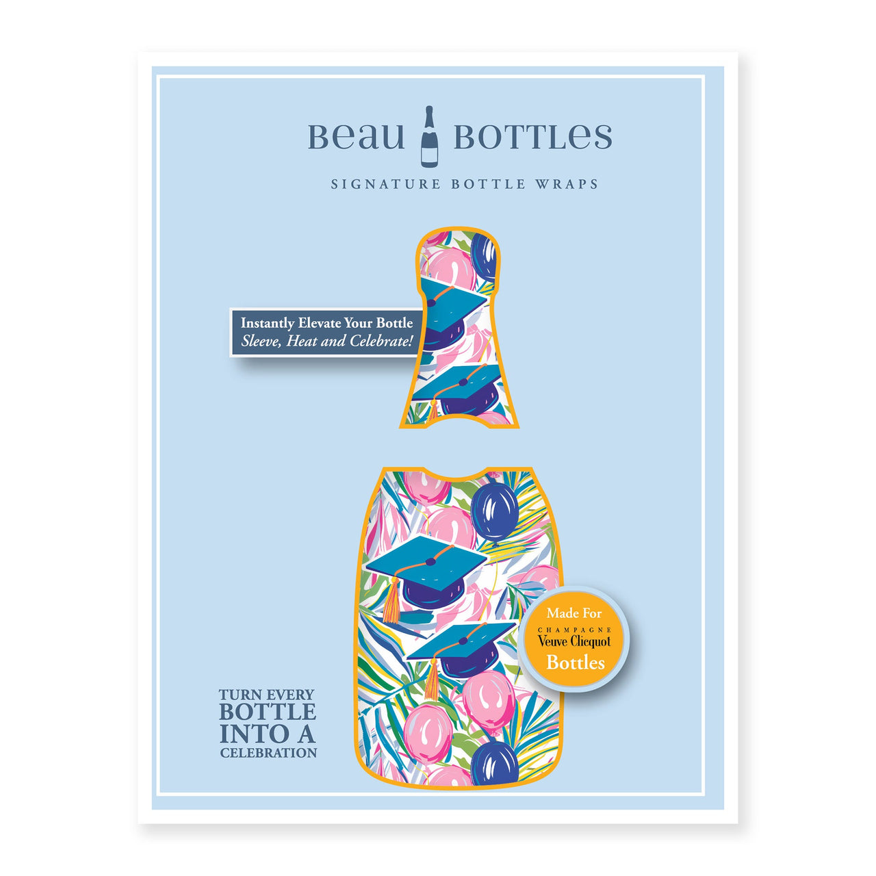 Pink Graduation Bottle Wrap on Champagne Bottle
