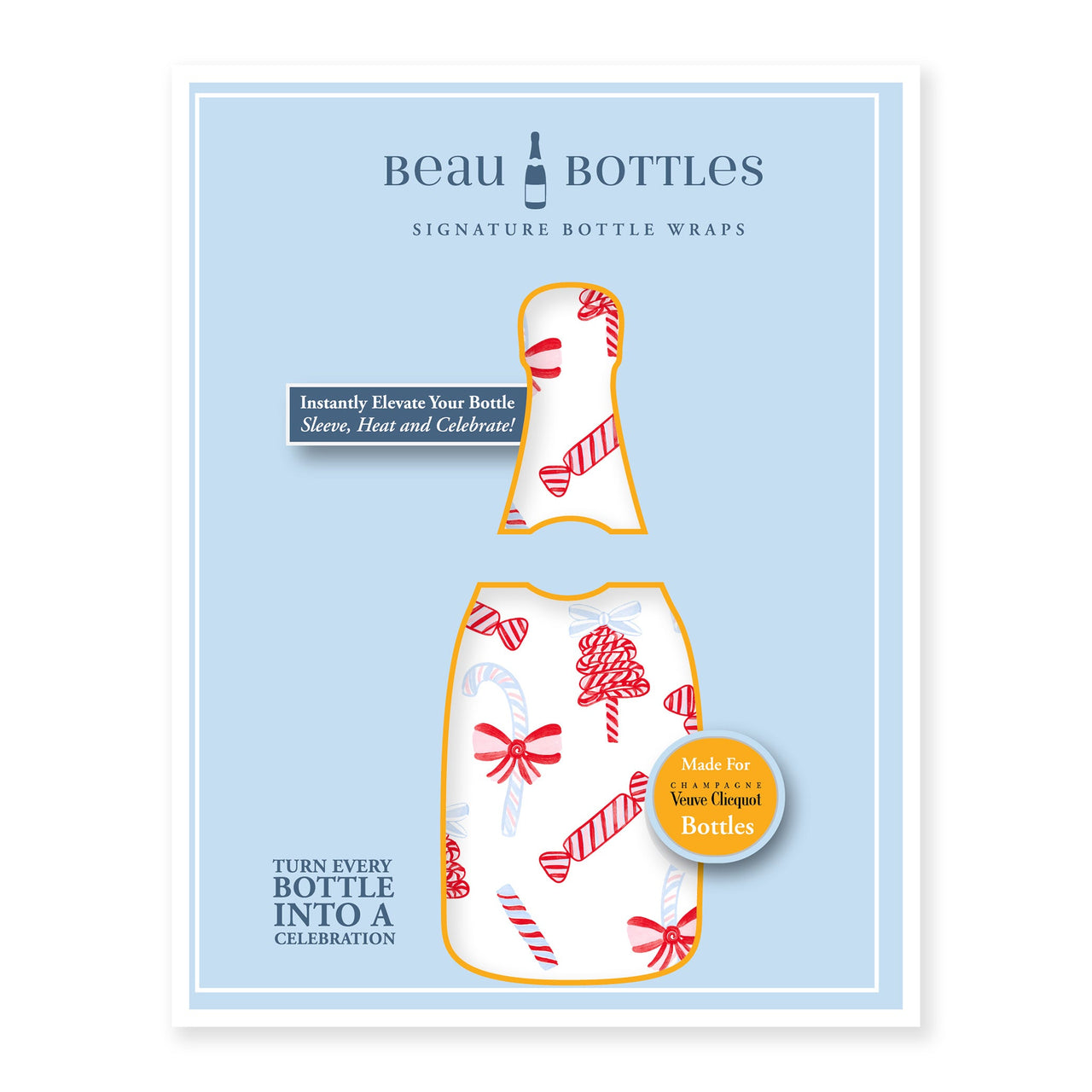 Limited Edition Luxe Candy Cane Bottle Wrap on Champagne Bottle