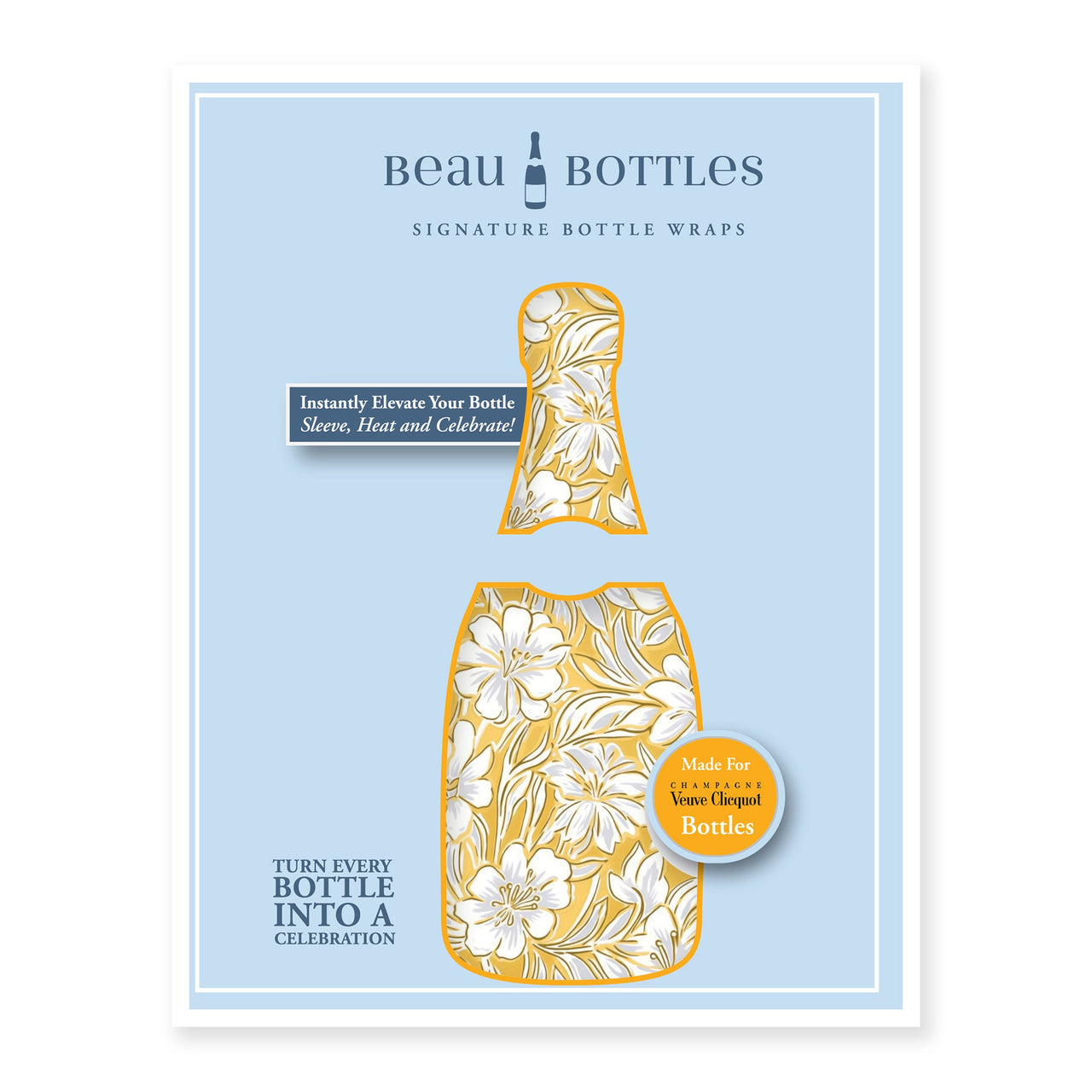 Grandmillenial Gold Flower Bottle Wrap on Champagne Bottle