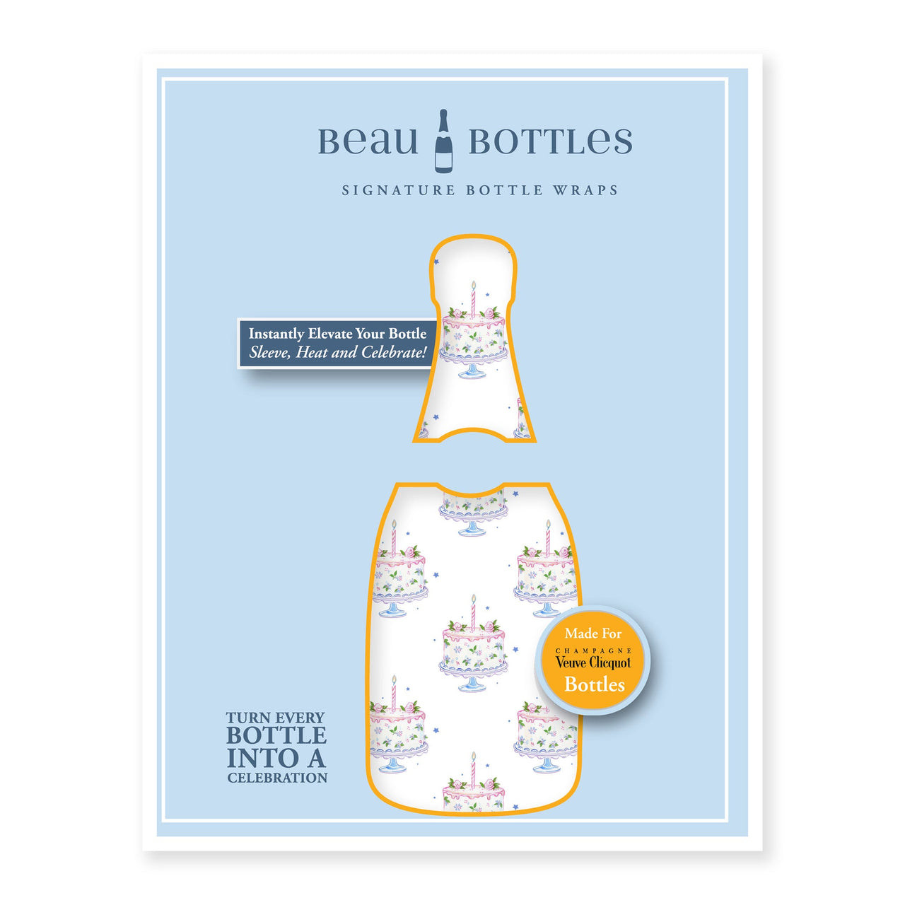 Grandmillenial Pastel Birthday Cakes Bottle Wrap on Champagne Bottle