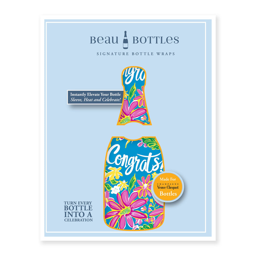 Preppy Congrats Bottle Wrap on Champagne Bottle