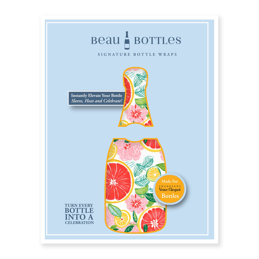 Preppy Grapefruits Bottle Wrap on Champagne Bottle
