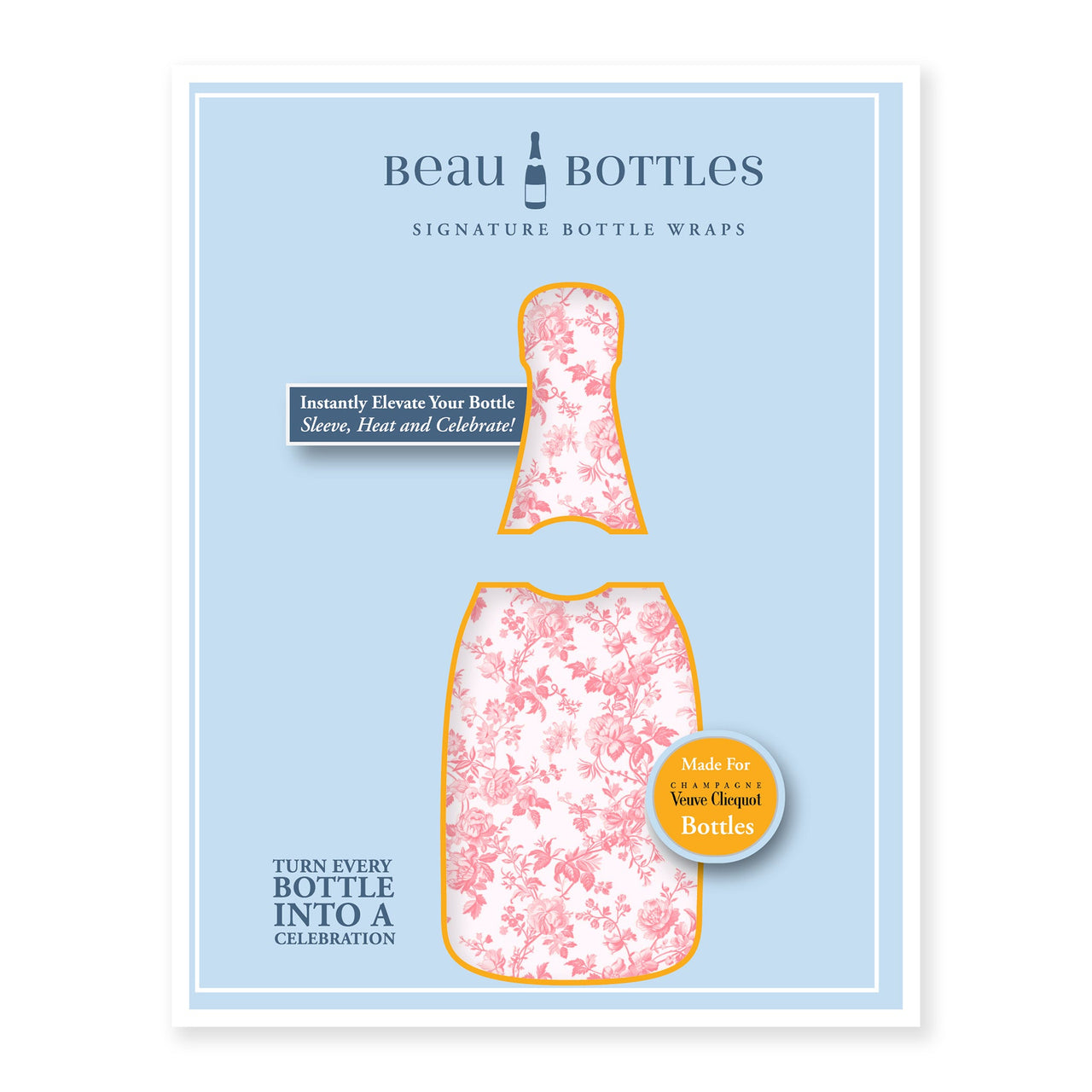 Grandmillenial Pink Floral Bottle Wrap on Champagne Bottle