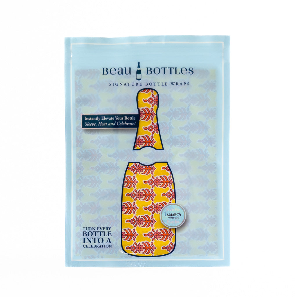 Beau Bottles Indian Yellow Leaf Blockprint- La Marca Edition