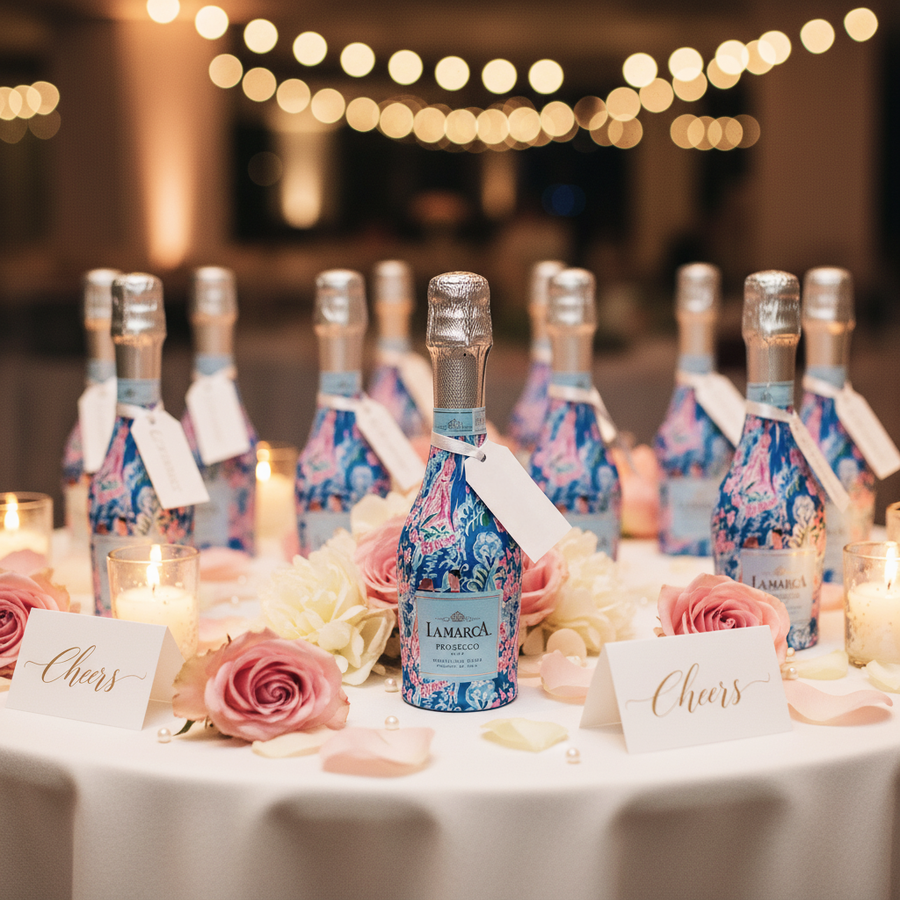 Beau Bottles Preppy Bride and Groom - MINI Prosecco Collection - Set of Six Wraps