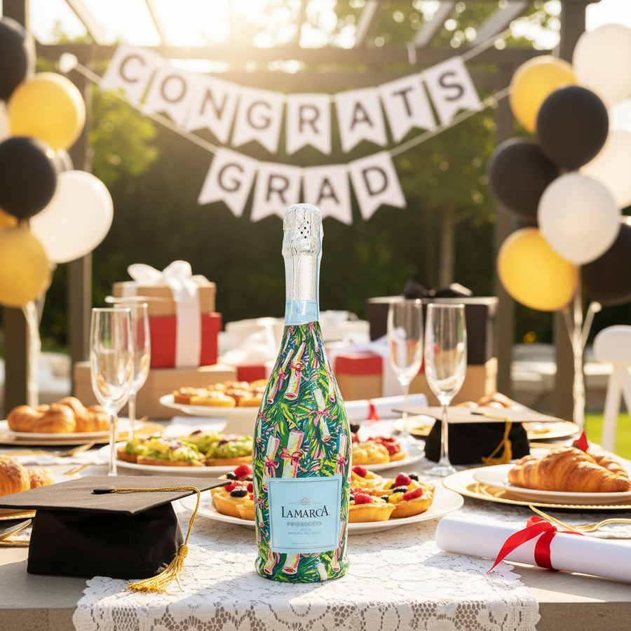 Preppy Diploma Bottle Wrap on La Marca Prosecco