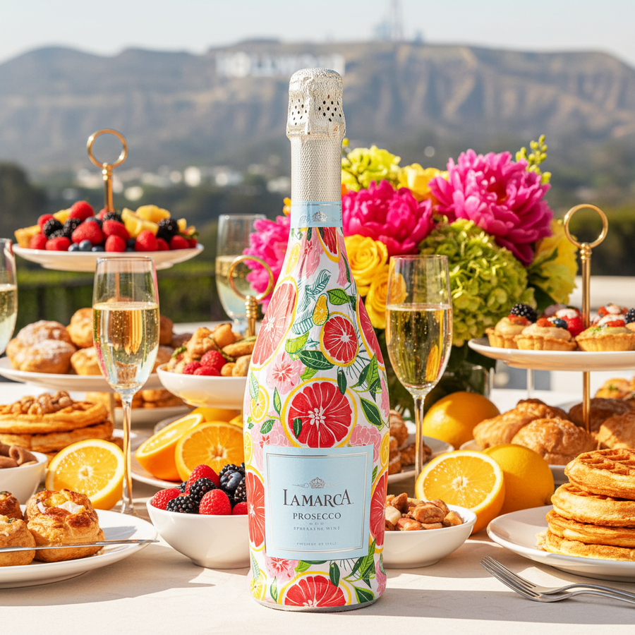 Preppy Grapefruits Bottle Wrap on La Marca Prosecco