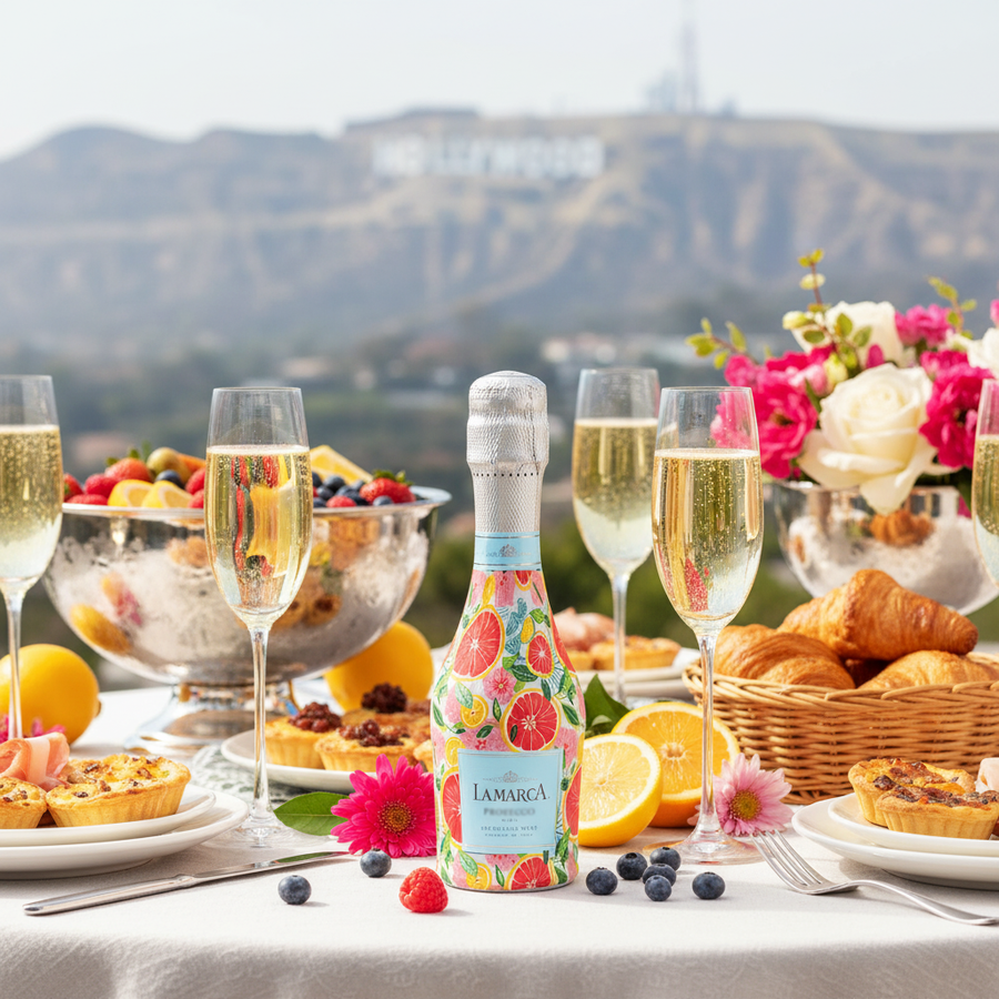 Preppy Grapefruits Mini Bottle Wrap Set on Mini La Marca Prosecco