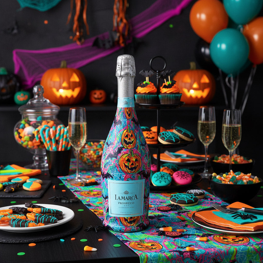 Preppy Halloween Bats Prosecco Bottle Wrap
