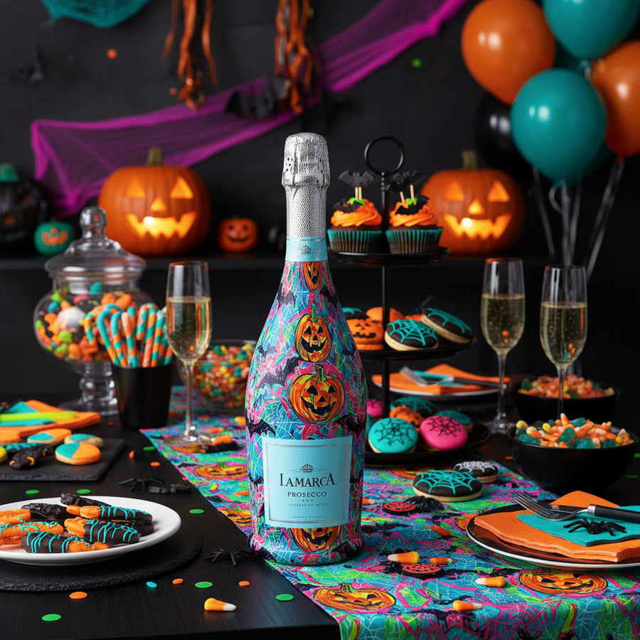 Preppy Halloween Bats Prosecco Bottle Wrap