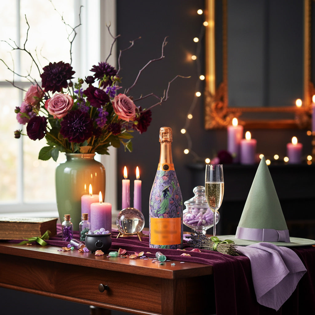 Preppy Halloween Witch Champagne Bottle Wrap