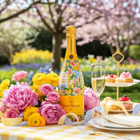 Thumbnail for Preppy Springtime Serenity Bottle Wrap on Champagne Bottle