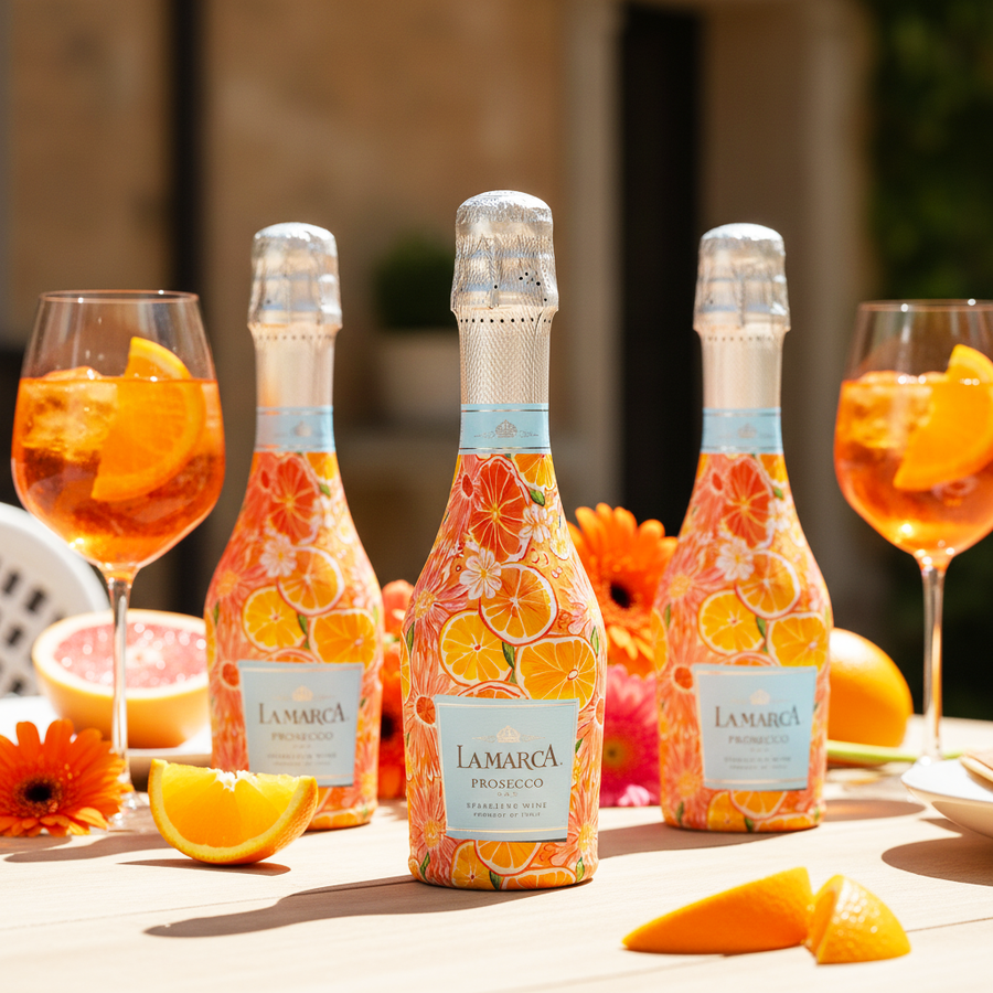 Preppy Watercolor Oranges Mini Prosecco Wraps (Set of 3)