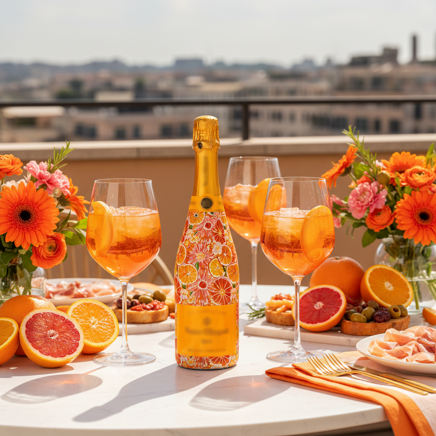 Beau Bottles Preppy Watercolor Oranges - Champagne Collection