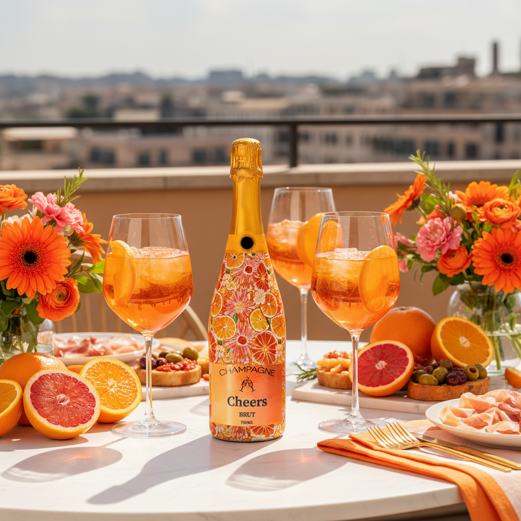 Preppy Watercolor Oranges Champagne Bottle Wrap