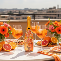 Thumbnail for Preppy Watercolor Oranges Champagne Bottle Wrap