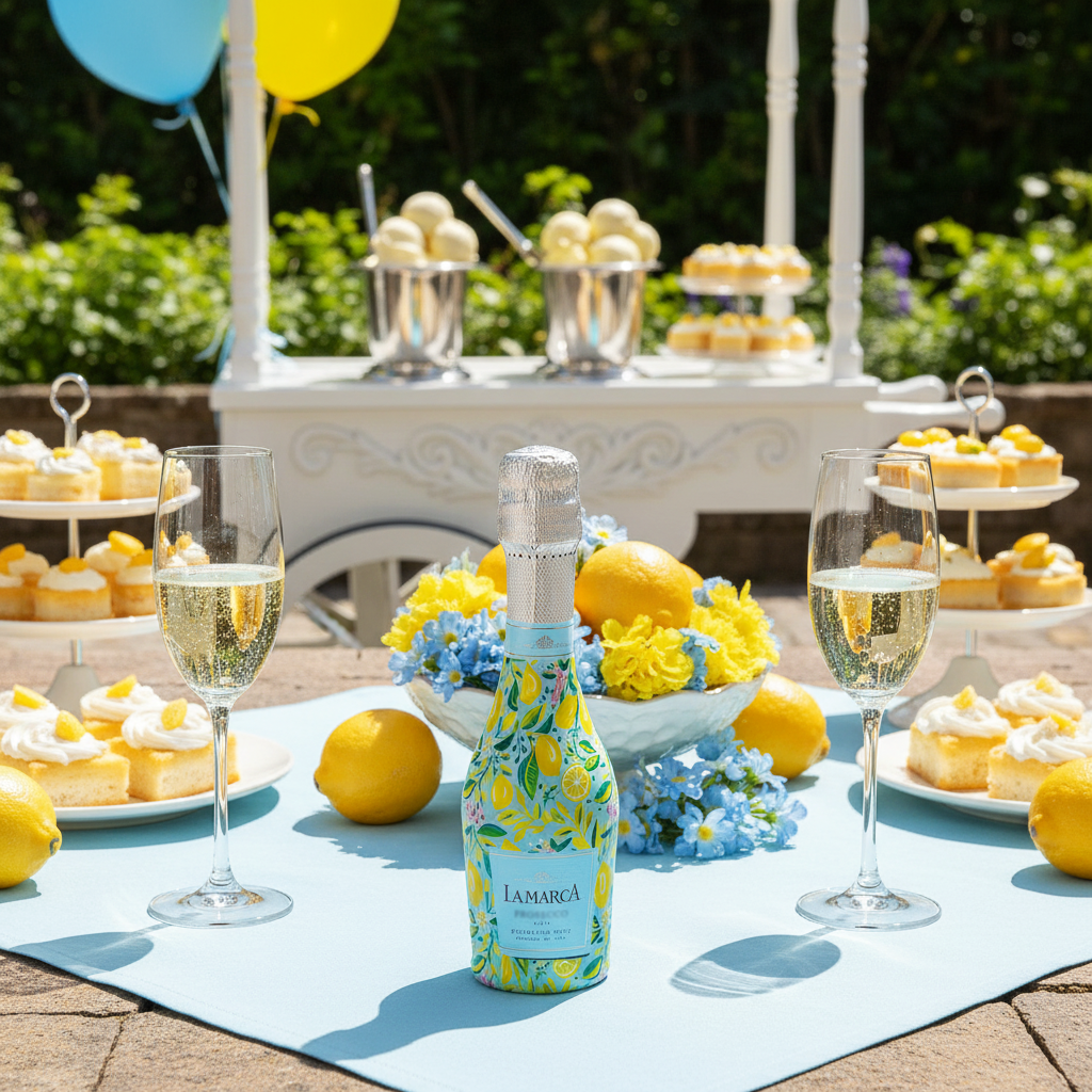 Preppy Lemons Mini Bottle Wrap Set on Mini La Marca Prosecco