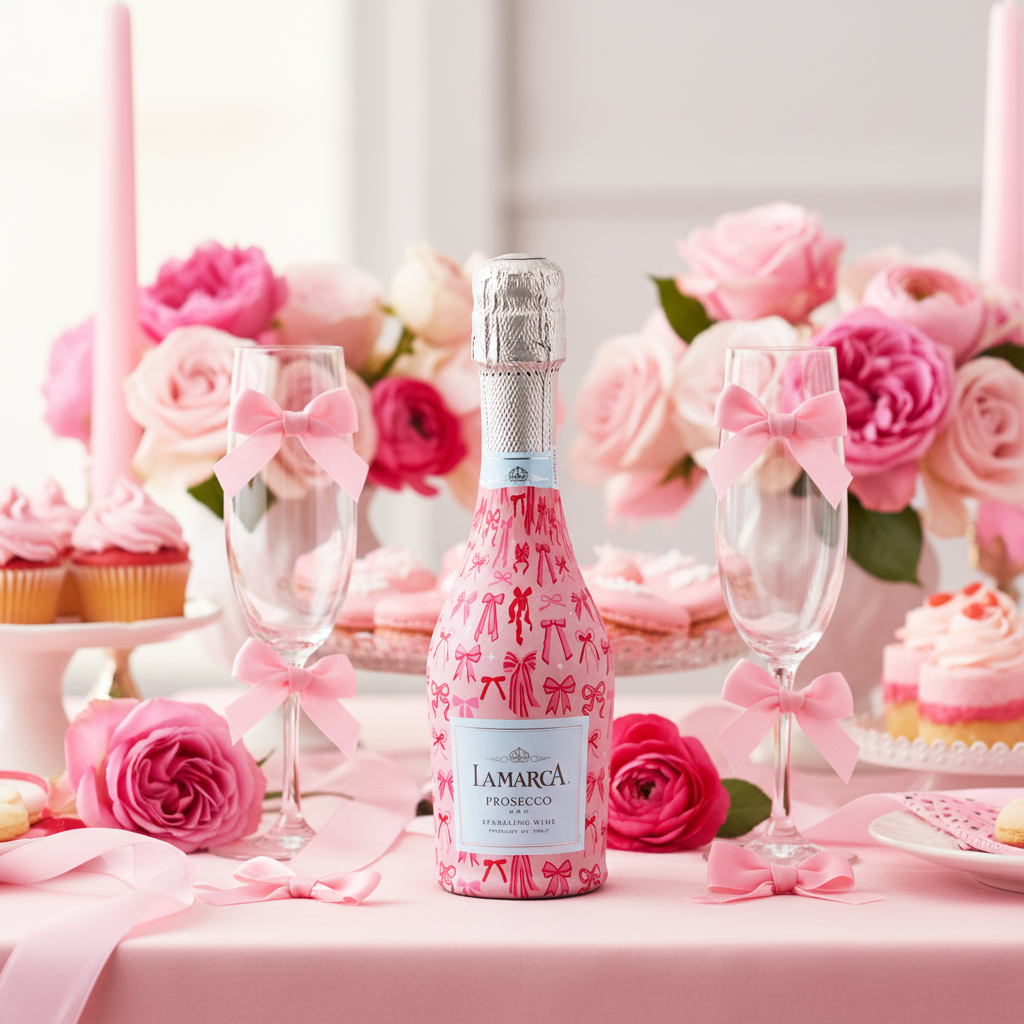 Pretty in Bows Mini Bottle Wrap Set on Mini La Marca Prosecco